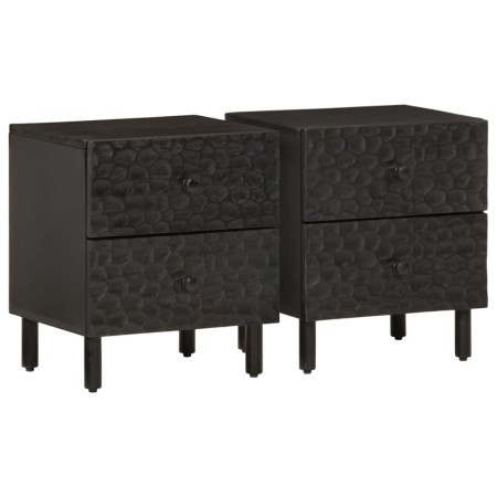 Nachttische 2 Stück aus massivem schwarzem Mangoholz 40x33x46 cm von , Nachttische - Ref: Foro24-356818, Preis: 92,98 €, Raba...