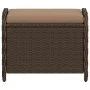 Gartenhocker mit braunem synthetischem Rattankissen 58x46x46 cm von , Hocker für den Außenbereich - Ref: Foro24-365735, Preis...