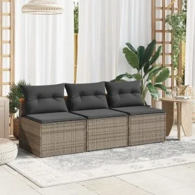 Garden sofa without armrests 2 pcs with gray PE rattan cushions by , Outdoor sofas - Ref: Foro24-365833, Price: 153,75 €, Dis...