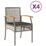 Garden chairs with cushion 4 pcs gray PE rattan and acacia wood by , Garden chairs - Ref: Foro24-366252, Price: 233,53 €, Dis...