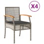 Gartenstühle mit Kissen 4 Stück graues PE-Rattan und Akazienholz von , Gartenstühle - Ref: Foro24-366252, Preis: 200,27 €, Ra...