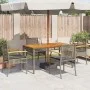 Sillas de jardín con cojín 4 uds ratán PE gris y madera acacia de , Sillas de jardín - Ref: Foro24-366252, Precio: 233,53 €, ...