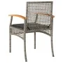 Garden chairs with cushion 4 pcs gray PE rattan and acacia wood by , Garden chairs - Ref: Foro24-366252, Price: 233,53 €, Dis...