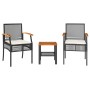 Tisch und Stühle mit Kissen 3 Stück PE-Rattan, schwarzes Akazienholz von , Gartensets - Ref: Foro24-366259, Preis: 133,71 €, ...