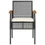 Table and chairs with cushions 3 pieces PE rattan black acacia wood by , Garden sets - Ref: Foro24-366259, Price: 156,60 €, D...