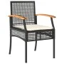 Table and chairs with cushions 3 pieces PE rattan black acacia wood by , Garden sets - Ref: Foro24-366259, Price: 156,60 €, D...