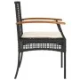 Table and chairs with cushions 3 pieces PE rattan black acacia wood by , Garden sets - Ref: Foro24-366259, Price: 156,60 €, D...
