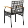 Table and chairs with cushions 3 pieces PE rattan black acacia wood by , Garden sets - Ref: Foro24-366259, Price: 156,60 €, D...