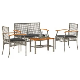 4-teiliges Gartenmöbel-Set und graue synthetische Rattankissen von , Gartensets - Ref: Foro24-366267, Preis: 232,70 €, Rabatt: %