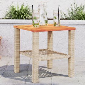 Mesa de jardín ratán sintético madera acacia beige 40x40x42 cm de , Mesas de jardín - Ref: Foro24-366265, Precio: 40,63 €, De...