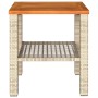 Garden table synthetic rattan beige acacia wood 40x40x42 cm by , Garden tables - Ref: Foro24-366265, Price: 40,63 €, Discount: %