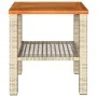 Garden table synthetic rattan beige acacia wood 40x40x42 cm by , Garden tables - Ref: Foro24-366265, Price: 49,02 €, Discount: %