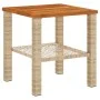 Garden table synthetic rattan beige acacia wood 40x40x42 cm by , Garden tables - Ref: Foro24-366265, Price: 49,02 €, Discount: %