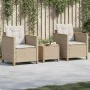 Table and chairs with cushions 3 pieces PE rattan beige acacia wood by , Garden sets - Ref: Foro24-366315, Price: 227,49 €, D...