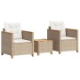 Tisch und Stühle mit Kissen 3 Stück PE Rattan beige Akazienholz von , Gartensets - Ref: Foro24-366315, Preis: 198,46 €, Rabat...