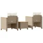 Table and chairs with cushions 3 pieces PE rattan beige acacia wood by , Garden sets - Ref: Foro24-366315, Price: 227,49 €, D...