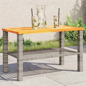 Mesa de jardín ratán sintético madera acacia gris 70x38x42 cm de , Mesas de jardín - Ref: Foro24-366271, Precio: 56,94 €, Des...