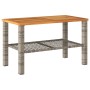 Garden table synthetic rattan gray acacia wood 70x38x42 cm by , Garden tables - Ref: Foro24-366271, Price: 56,94 €, Discount: %