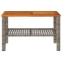 Garden table synthetic rattan gray acacia wood 70x38x42 cm by , Garden tables - Ref: Foro24-366271, Price: 56,94 €, Discount: %