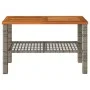Gartentisch aus synthetischem Rattan, graues Akazienholz, 70 x 38 x 42 cm von , Gartentische - Ref: Foro24-366271, Preis: 68,...