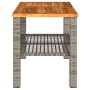 Garden table synthetic rattan gray acacia wood 70x38x42 cm by , Garden tables - Ref: Foro24-366271, Price: 56,94 €, Discount: %