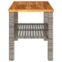 Gartentisch aus synthetischem Rattan, graues Akazienholz, 70 x 38 x 42 cm von , Gartentische - Ref: Foro24-366271, Preis: 68,...