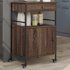 Oak brown engineered wood kitchen cart 56x43x89.5 cm by , Kitchen and dining carts - Ref: Foro24-842395, Price: 89,99 €, Disc...