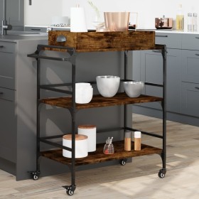 Engineered wood kitchen cart smoked oak 81.5x41x92.5 cm by , Kitchen and dining carts - Ref: Foro24-842343, Price: 69,71 €, D...