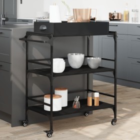 Black Engineered Wood Kitchen Cart 81.5x41x92.5cm by , Kitchen and dining carts - Ref: Foro24-842341, Price: 74,23 €, Discoun...