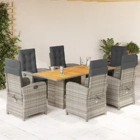 Garden dining set 7 pieces and gray synthetic rattan cushions by , Garden sets - Ref: Foro24-3212278, Price: 951,35 €, Discou...