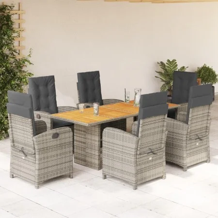 Garden dining set 7 pieces and gray synthetic rattan cushions by , Garden sets - Ref: Foro24-3212278, Price: 951,35 €, Discou...