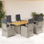 Garden dining set 7 pieces and gray synthetic rattan cushions by , Garden sets - Ref: Foro24-3212278, Price: 847,45 €, Discou...