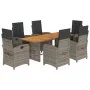 Garden dining set 7 pieces and gray synthetic rattan cushions by , Garden sets - Ref: Foro24-3212278, Price: 951,35 €, Discou...