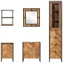 Conjunto de muebles baño 5 pzas madera maciza acacia y hierro