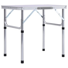Mesa de camping plegable aluminio blanco 60x45 cm