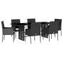 7-piece garden dining set and black synthetic rattan cushions by , Garden sets - Ref: Foro24-3213506, Price: 486,11 €, Discou...