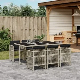 Garden dining set 7 pieces and light gray synthetic rattan cushions by , Garden sets - Ref: Foro24-3210911, Price: 443,91 €, ...