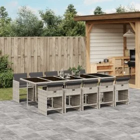 Garden dining set 11 pieces and gray synthetic rattan cushions by , Garden sets - Ref: Foro24-3211115, Price: 877,17 €, Disco...