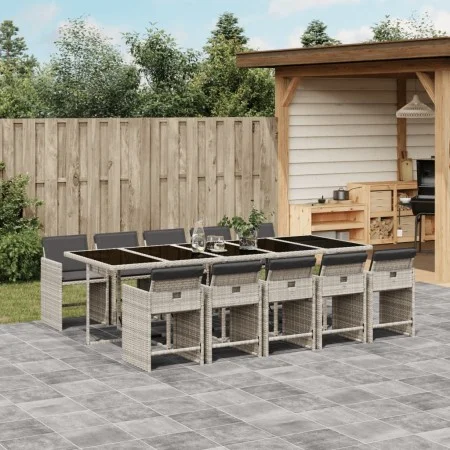 Garden dining set 11 pieces and gray synthetic rattan cushions by , Garden sets - Ref: Foro24-3211115, Price: 877,17 €, Disco...
