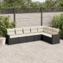 Set de comedor de jardín 7 pzas y cojines ratán sintético negro de , Conjuntos de jardín - Ref: Foro24-3258430, Precio: 418,8...