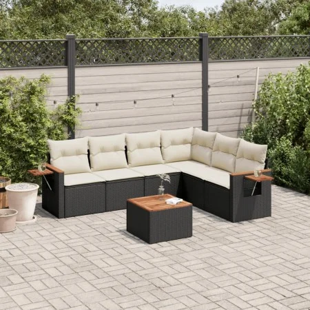 7-piece garden dining set and black synthetic rattan cushions by , Garden sets - Ref: Foro24-3259249, Price: 420,90 €, Discou...