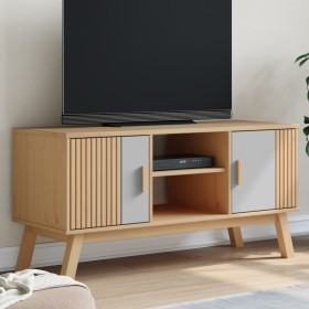 OLDEN TV-Schrank aus massivem Kiefernholz, grau und braun, 114 x 43 x 57 cm von , TV-Möbel - Ref: Foro24-358601, Preis: 120,7...