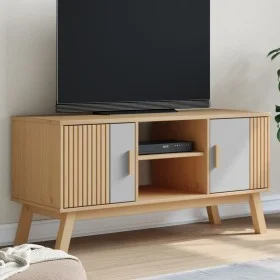 OLDEN TV-Schrank aus massivem Kiefernholz, grau und braun, 114 x 43 x 57 cm von , TV-Möbel - Ref: Foro24-358601, Preis: 118,8...