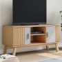 OLDEN TV-Schrank aus massivem Kiefernholz, grau und braun, 114 x 43 x 57 cm von , TV-Möbel - Ref: Foro24-358601, Preis: 120,7...