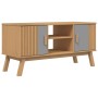 OLDEN TV-Schrank aus massivem Kiefernholz, grau und braun, 114 x 43 x 57 cm von , TV-Möbel - Ref: Foro24-358601, Preis: 120,7...
