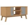 OLDEN TV-Schrank aus massivem Kiefernholz, grau und braun, 114 x 43 x 57 cm von , TV-Möbel - Ref: Foro24-358601, Preis: 118,8...