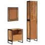 Conjunto de muebles baño 3 pzas madera maciza acacia y hierro