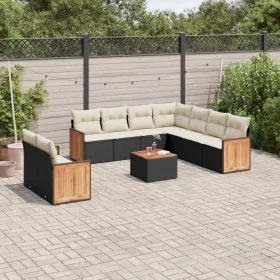 Garden sofa set 10 pieces with black synthetic rattan cushions by , Garden sets - Ref: Foro24-3260187, Price: 636,76 €, Disco...