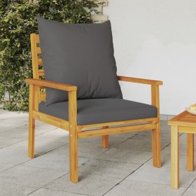 Sillón de jardín con cojines 2 uds madera maciza acacia