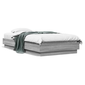 Sonoma-grauer Holzwerkstoff-Bettrahmen 90 x 190 cm von , Betten und Lattenroste - Ref: Foro24-839635, Preis: 88,04 €, Rabatt: %
